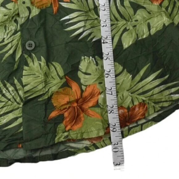 STOKED Hawaiian Short Sleeve Shirt Button Down Green Orange Crinkle Size XL - Picture 8 of 8